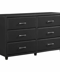 Cheapest 💯 Domain Industries Inc. Lexicon Lorenzi 6 Drawers Contemporary Wood And Faux Leather 👗 Dresser In Black ⌛