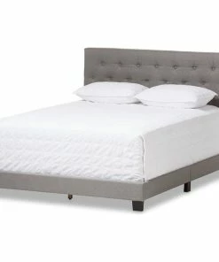 Hot Sale 🌟 Baxton Studio Cassandra Light Beige Fabric Upholstered Full Size Bed, Light Gray, Full 🧨