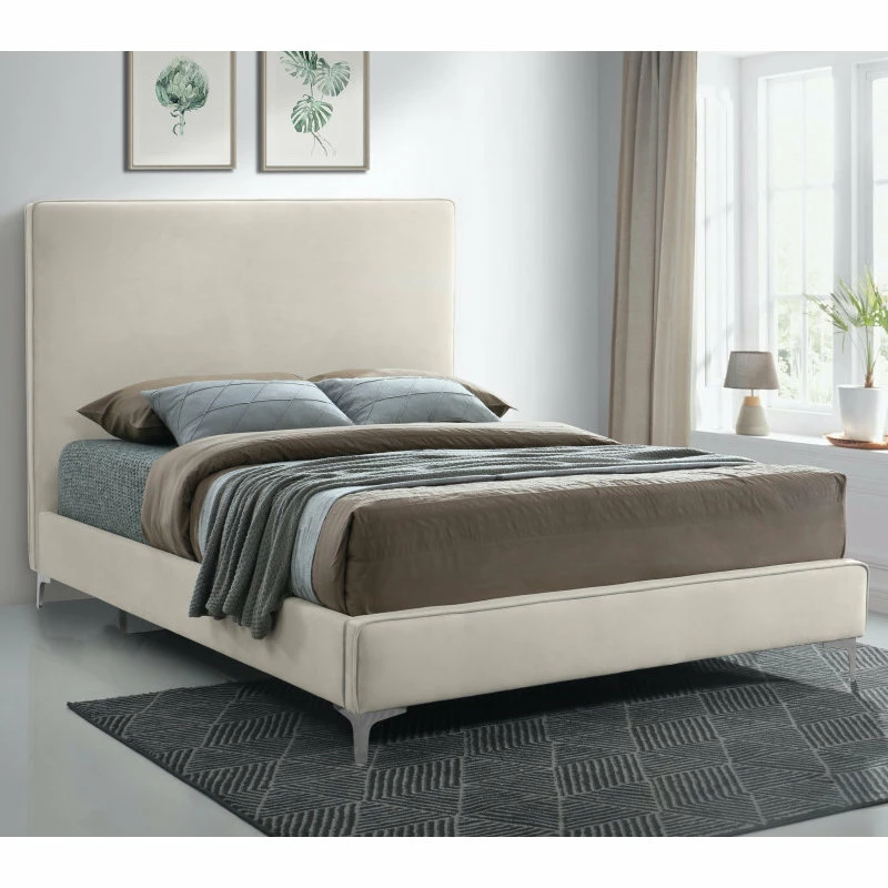 Brand new 👍 Meridian Furniture Geri Velvet Upholstered Bed, Cream, King 🔔 - Image 5