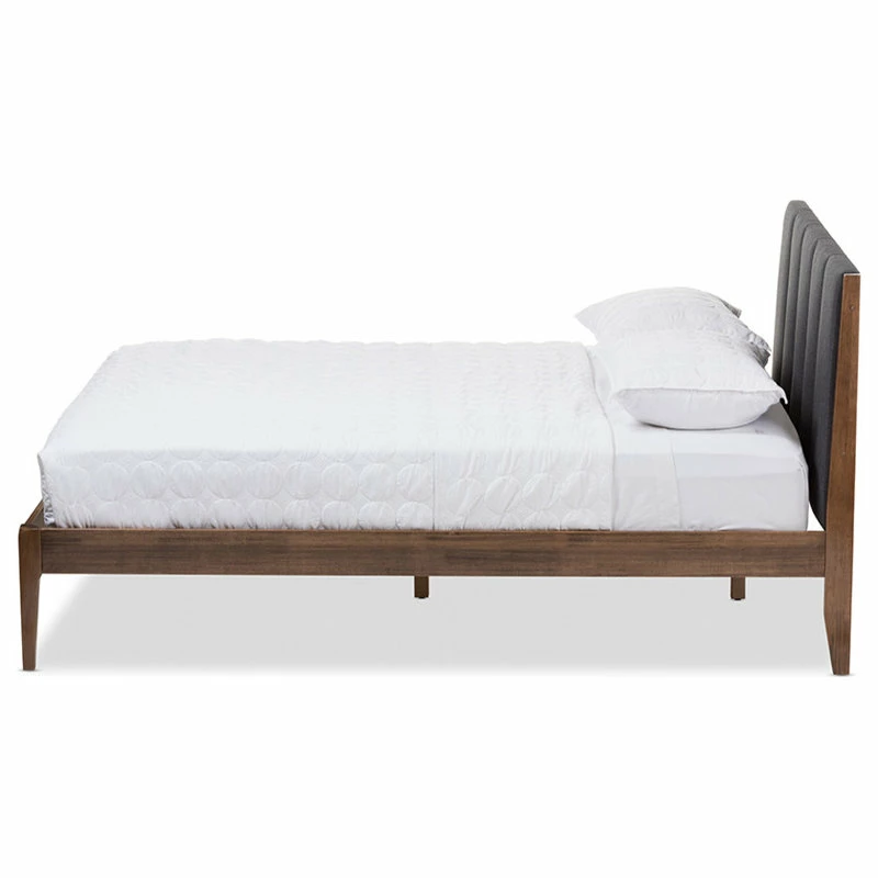 Hot Sale ๐ Baxton Studio Ember Dark Gray Fabric And Medium Brown Finish Platform Bed, Gray, Queen ๐งจ - Image 3