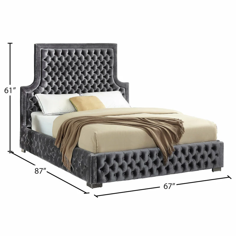 Coupon ๐ Meridian Furniture Sedona Gray Velvet Queen Bed ๐ - Image 5