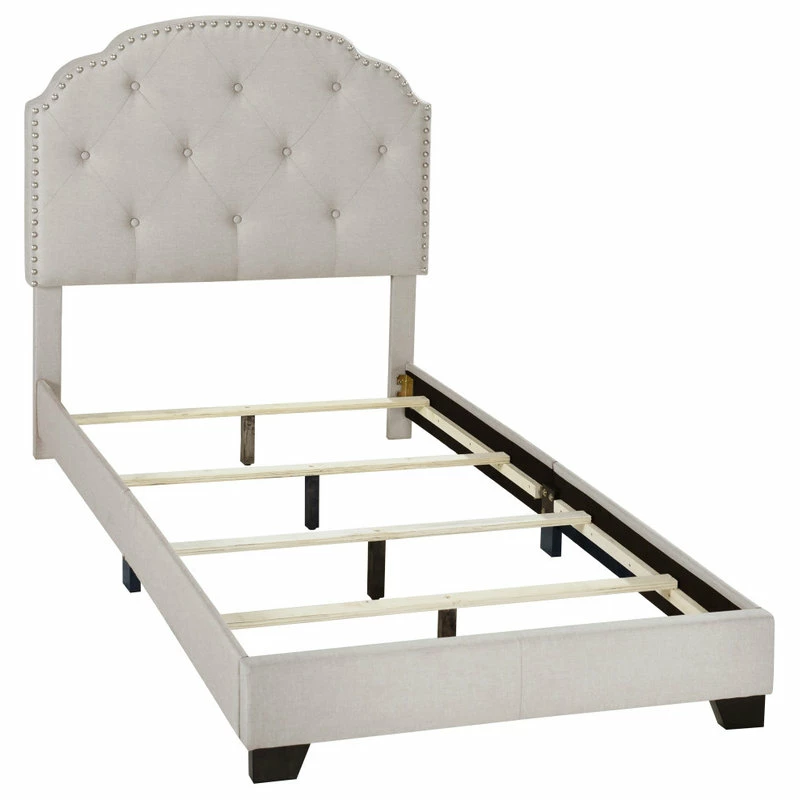 Cheap 🔥 HomeFare Tufted Nailhead Trimmed Bed, Light Gray, Twin 😍 - Image 3