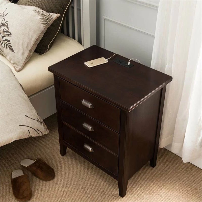 Cheapest 💯 Leick Home Leick Laurent 3 Drawer Nightstand With USB Outlets In Chocolate Cherry 🎁 - Image 5