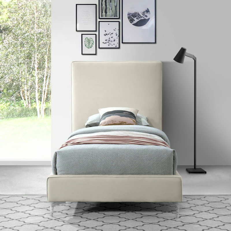 Brand new 💯 Meridian Furniture Geri Velvet Upholstered Bed, Cream, Twin 🤩 - Image 8