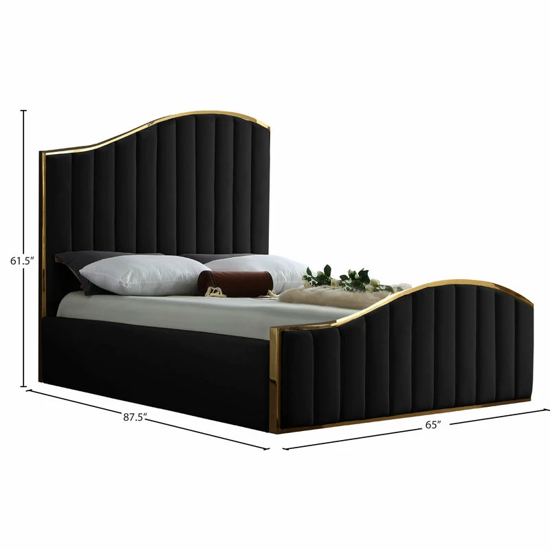 Coupon 🔥 Meridian Furniture Jolie Black Velvet Queen Bed, Black 👍 - Image 4