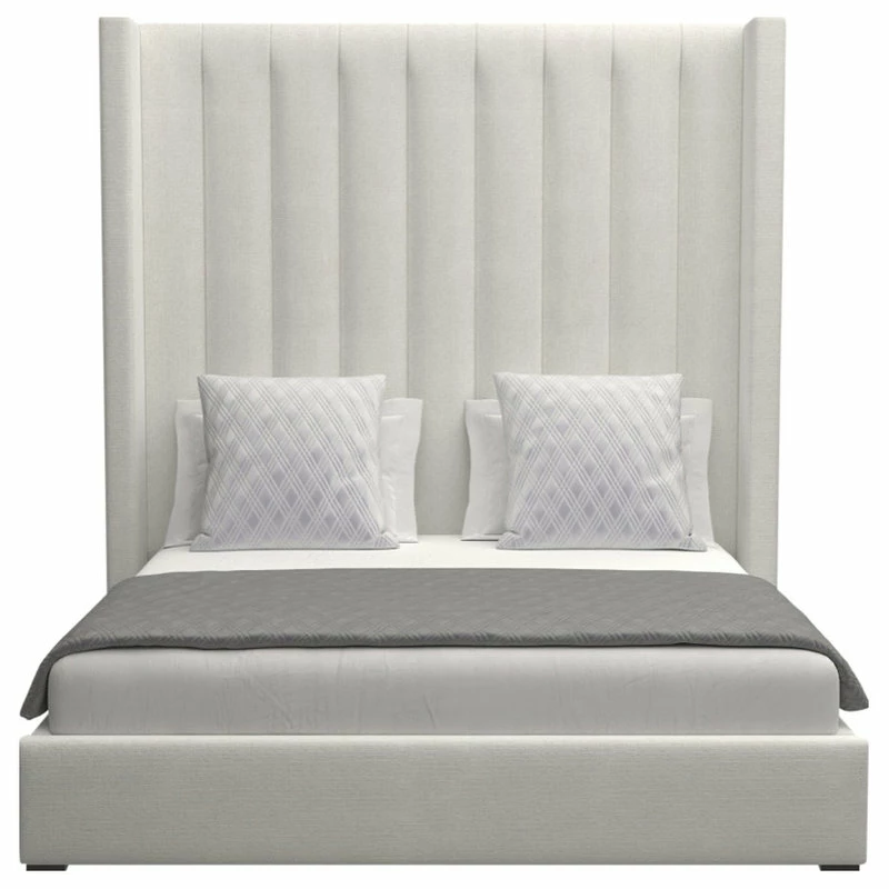 Cheap ๐ Nativa Interiors Aylet Vertical Channel Tufted Bed, Off White, King, High 87" ๐