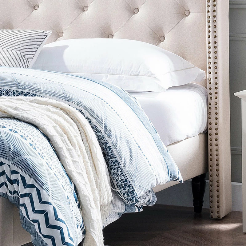 Flash Sale โค๏ธ GDFStudio GDF Studio Ray Traditional Fully-Upholstered Queen-Size Bed Frame, Beige ๐ - Image 4