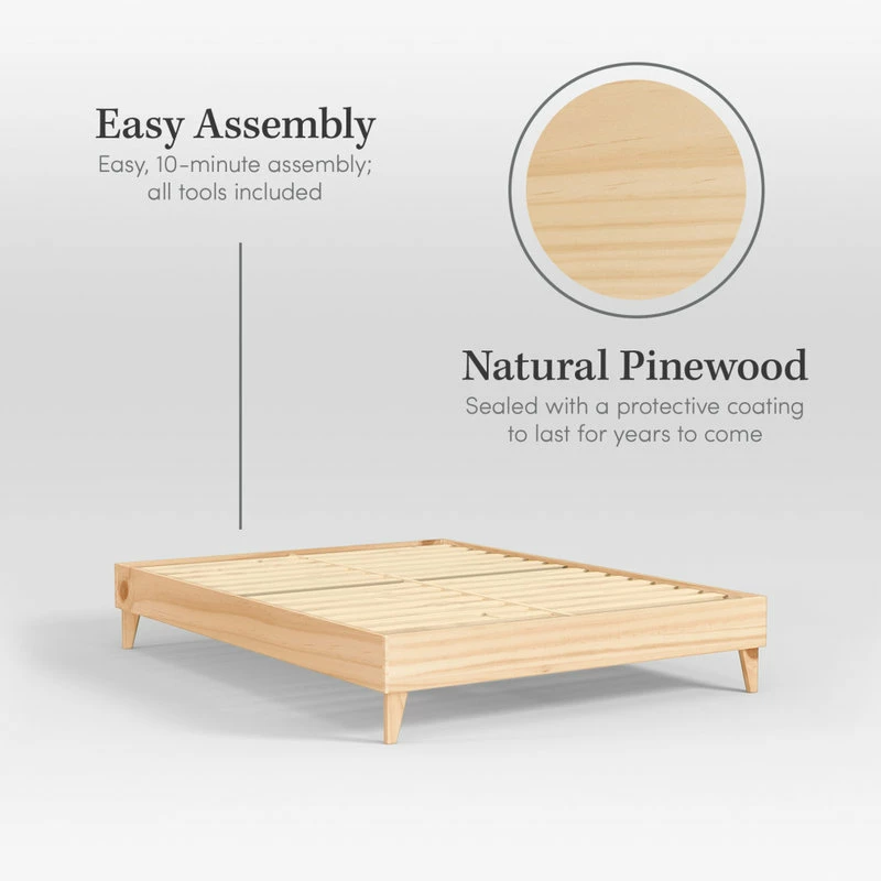 Wholesale 🌟 ELuxury Wooden Platform Bed Frame - Multiple Finishes Available, Natural, King 👏 - Image 3