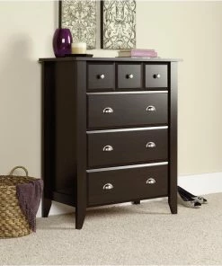 New 🔔 Sauder Shoal Creek Engineered Wood 4 Drawer Chest In Jamocha Wood ⌛