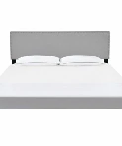 Best Sale ๐ฅฐ HomeFare Nailhead Trim Upholstered Bed, Gray, Queen ๐