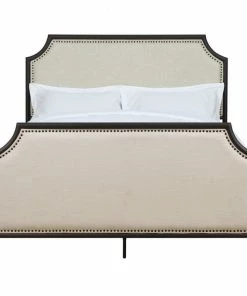 New ๐คฉ HomeFare Clipped Upholstered Panel Metal Bed, Queen ๐ฅ