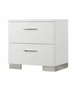 Best deal 👏 Coaster Home Furnishings Coaster Felicity 2 Drawer Nightstand In Glossy White And Chrome ❤️