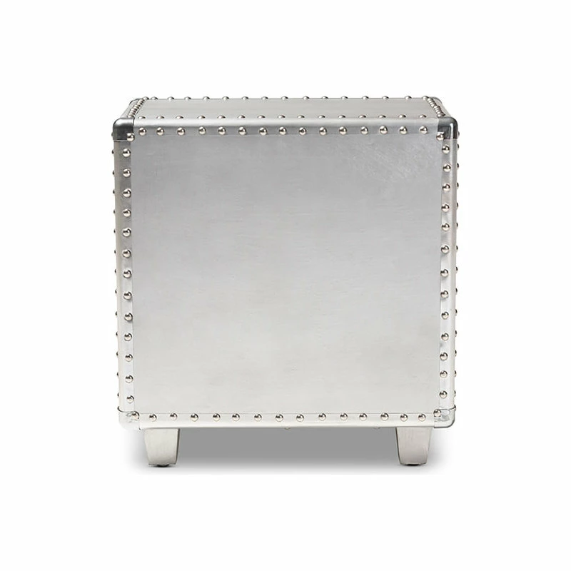 Deals โญ Wholesale Interiors Baxton Studio Davet French Industrial Silver Metal 2-Drawer End Table ๐ - Image 5