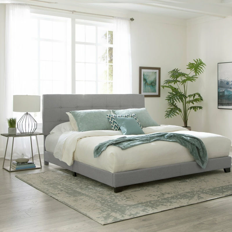 Brand new ๐ HomeFare Zamparippa Button-Tufted All-In-One Upholstered Bed, Glacier Linen, King โจ - Image 5