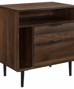 Top 10 🔥 Walker Edison Lincoln 25" Modern Storage Nightstand - Dark Walnut 🔔