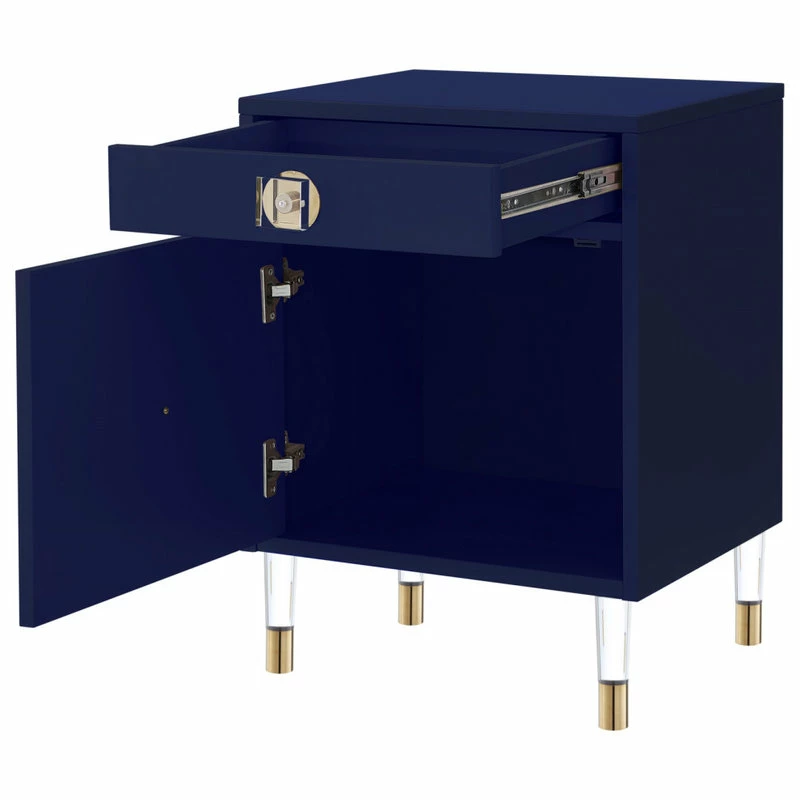 Coupon ๐ฅ Inspired Home Nicole Miller Anatolio Nightstand High Gloss Acrylic Knob And Legs, Dark Navy ๐ - Image 4