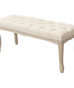 Brand new 👍 Crestlive Products Wood Bench, Upholstered Ottoman, Tufted Bedroom Bench, Beige 😍