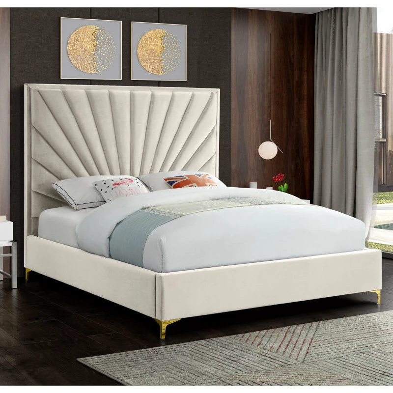 Best reviews of ๐ฅ Meridian Furniture Eclipse Velvet Bed, Cream, Full ๐ - Image 5