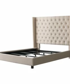 Best Sale ๐ CorLiving Distribution LLC CorLiving Fairfield Gray Tufted Fabric Bed With Wings, Cream, King ๐