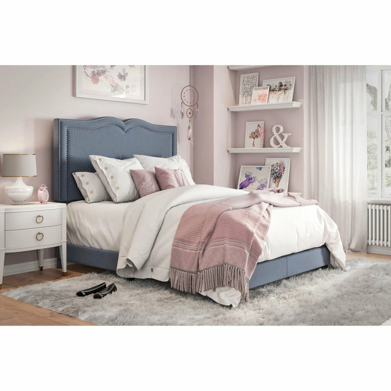 Deals 🛒 HomeFare Blue Bed With Gray Nail Head Trim, Full 🤩 - Image 5