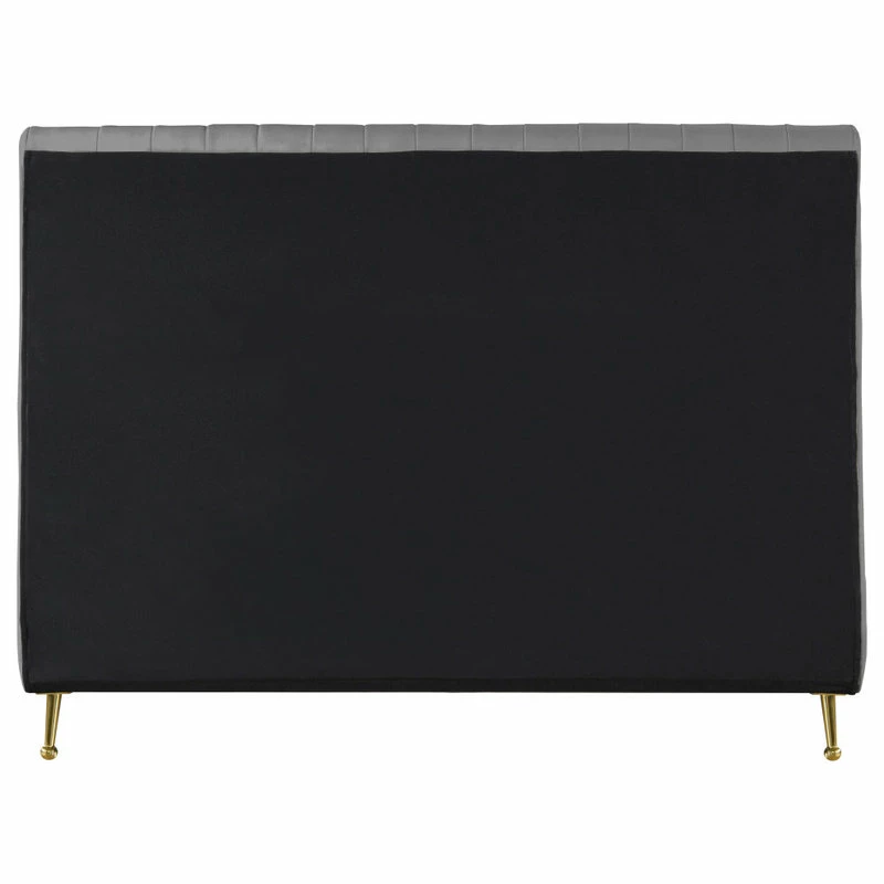 Discount ๐ฅฐ Meridian Furniture Zara Channel Tufted Velvet Bed With Custom Gold Legs, Gray, Queen ๐งจ - Image 5