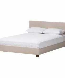 Cheapest 🧨 Baxton Studio Elizabeth Beige Fabric Upholstered Panel-Stitched Platform Bed, Full 🤩