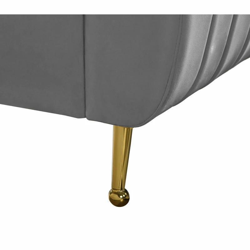 Discount ๐ฅฐ Meridian Furniture Zara Channel Tufted Velvet Bed With Custom Gold Legs, Gray, Queen ๐งจ - Image 7