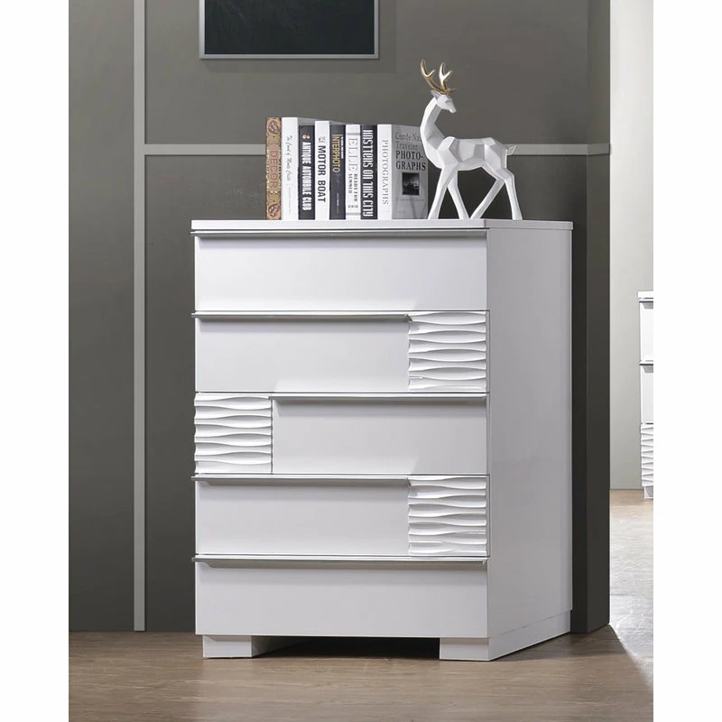 Promo ๐ Best Master Furniture Athens, White Lacquer 5-Drawer Chest ๐ - Image 4