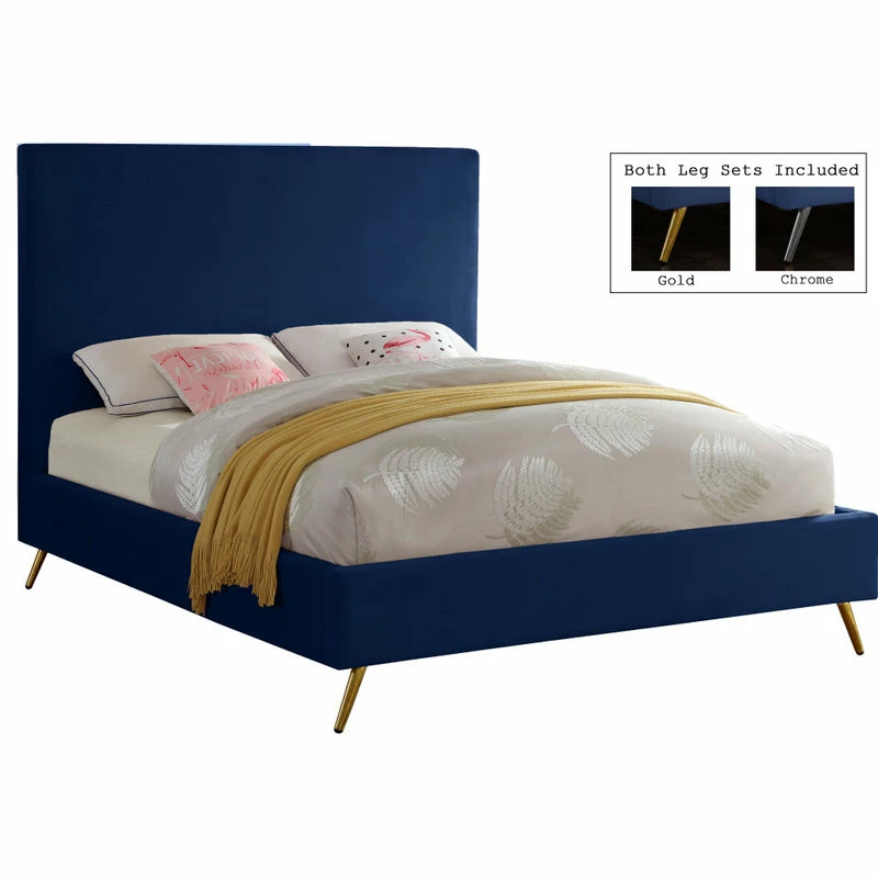 Buy ๐ฏ Meridian Furniture Jasmine Velvet Bed, Navy, King ๐
