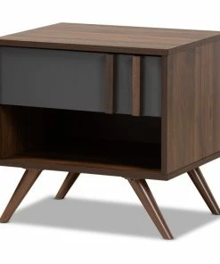 Cheap ๐ Baxton Studio Naoki Two-Tone Gray And Walnut Finished Wood 1-Drawer Nightstand ๐งจ