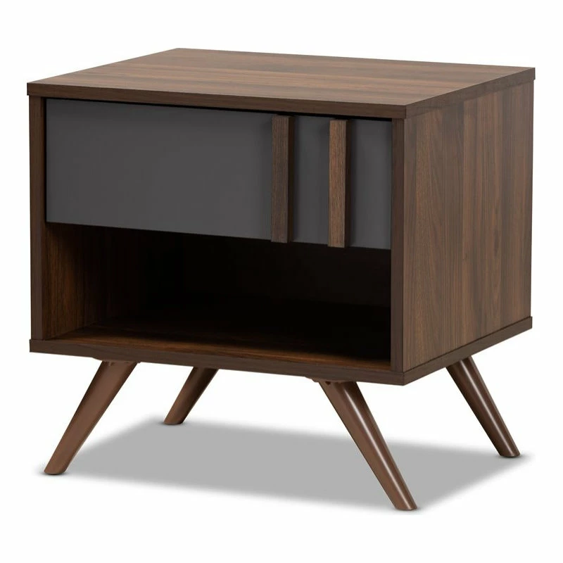 Cheap ๐ Baxton Studio Naoki Two-Tone Gray And Walnut Finished Wood 1-Drawer Nightstand ๐งจ