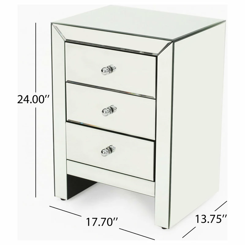 New ๐ GDFStudio GDF Studio Lucille Mirror Finished 3-Drawer Accent Table ๐ฅ - Image 3