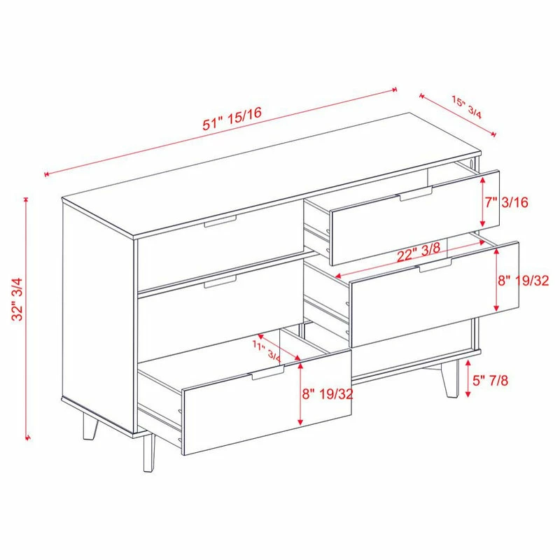 Cheapest β¨ Walker Edison 6 Drawer Mid Century Modern Wood π Dresser π― - Image 5