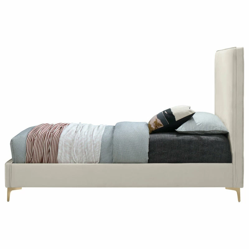 Brand new 👍 Meridian Furniture Geri Velvet Upholstered Bed, Cream, King 🔔 - Image 9