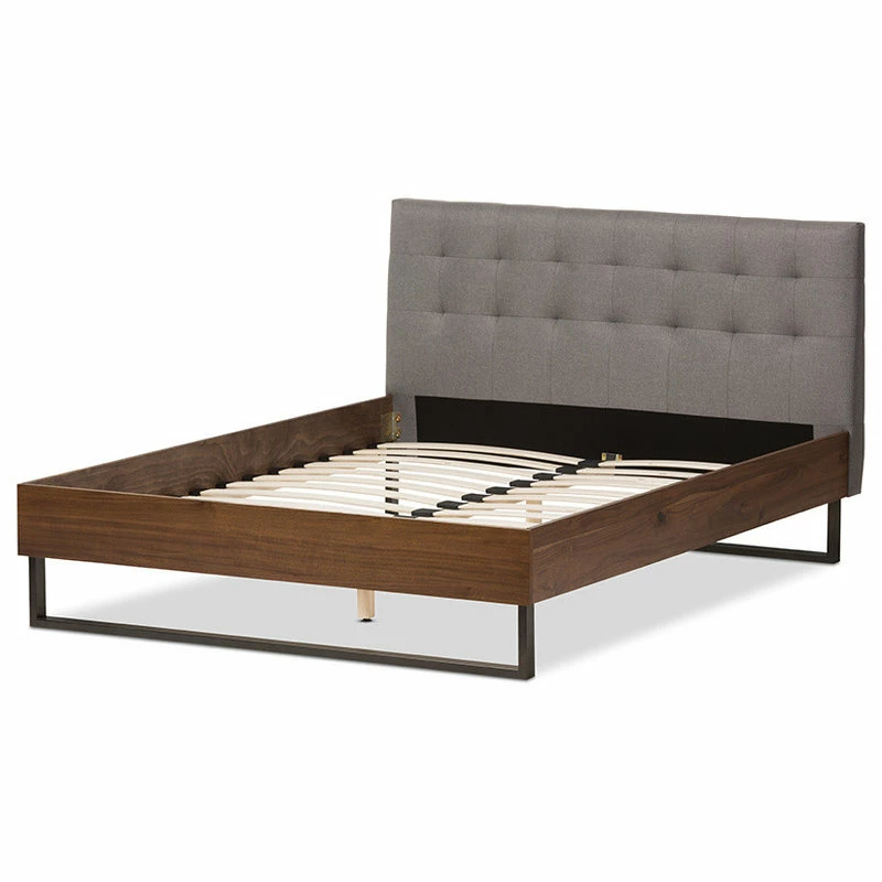 Best reviews of 🥰 Baxton Studio Mitchell Rustic Walnut Bronze Platform Bed, Gray, King 💯 - Image 4
