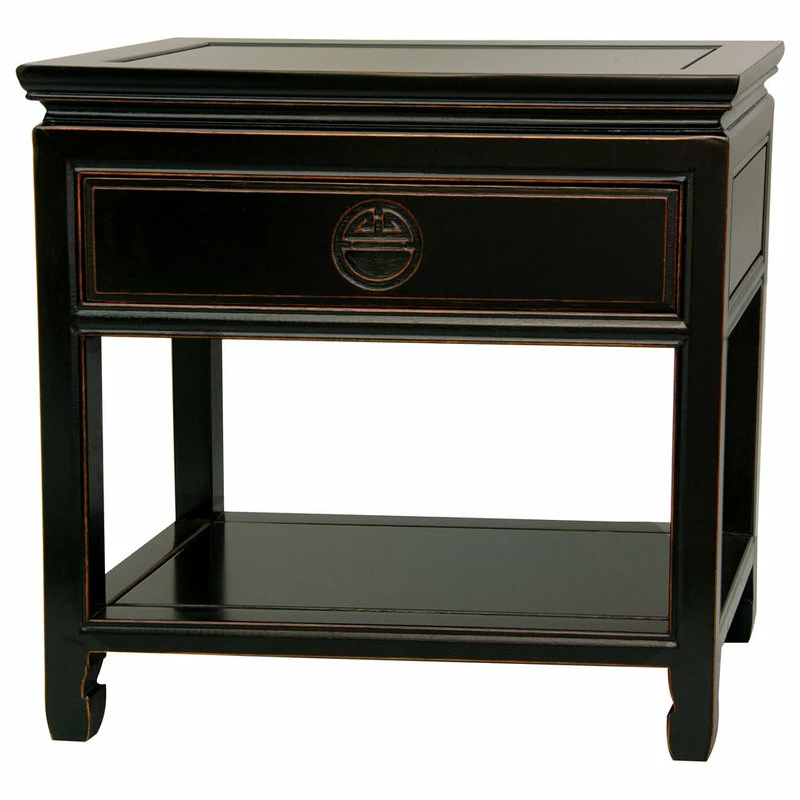 Buy ๐ Oriental Furniture Rosewood Bedside Table, Antique Black ๐