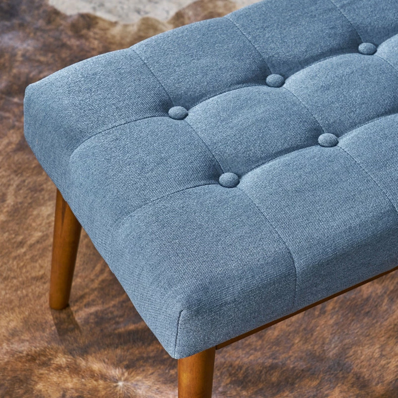 Best Pirce โค๏ธ GDFStudio GDF Studio Flora Mid Century Tufted Fabric Ottoman, Blue ๐งจ - Image 5