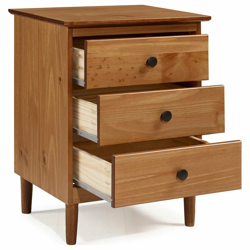 Brand new โจ Walker Edison Classic Midcentury Modern 3-Drawer Solid Wood Nightstand, Caramel ๐ - Image 5