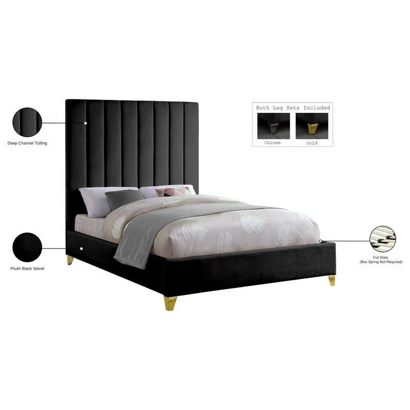 Coupon โ Meridian Furniture Via Velvet Bed, Black, Queen ๐ฏ - Image 10