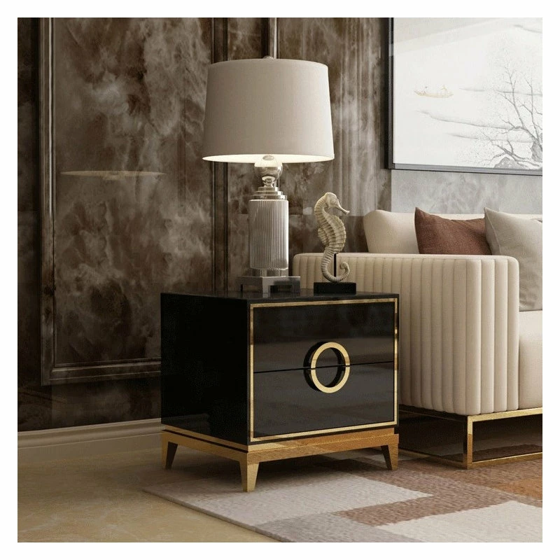 Cheapest ✨ Homary Bedroom Nightstand With 2 Drawers, Wood/Stainless Steel, Black 😍 - Image 3