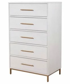 Best deal 🎉 Alpine Furniture, Inc Alpine Furniture Madelyn Five Drawer Wood Chest In White 🌟