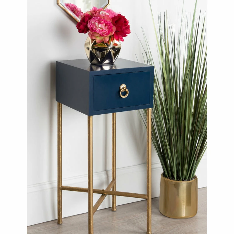 Best Sale 👍 Uniek Decklyn Wood Side Table, 12x12x30, Navy Blue 😍 - Image 5