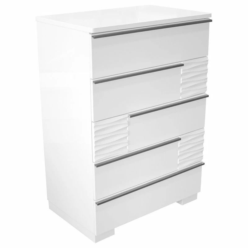 Promo ๐ Best Master Furniture Athens, White Lacquer 5-Drawer Chest ๐ - Image 2