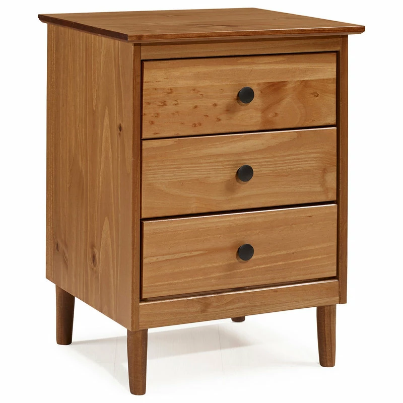 Brand new โจ Walker Edison Classic Midcentury Modern 3-Drawer Solid Wood Nightstand, Caramel ๐ - Image 2