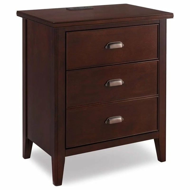 Cheapest 💯 Leick Home Leick Laurent 3 Drawer Nightstand With USB Outlets In Chocolate Cherry 🎁