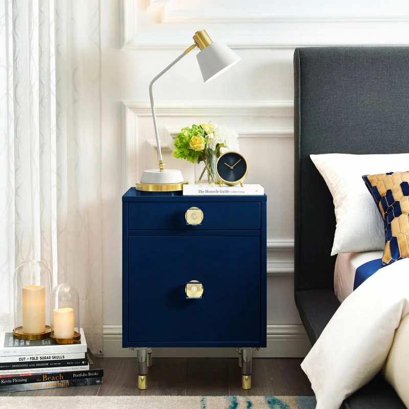 Coupon ๐ฅ Inspired Home Nicole Miller Anatolio Nightstand High Gloss Acrylic Knob And Legs, Dark Navy ๐ - Image 10