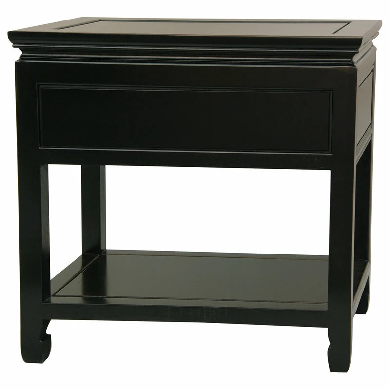 Buy ๐ Oriental Furniture Rosewood Bedside Table, Antique Black ๐ - Image 3