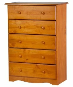 Discount 🌟 Palace Imports 100% Solid Wood 5-Drawer Chest, Honey Pine 🎉