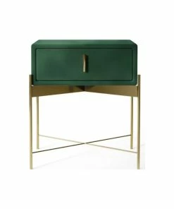 Best deal ✔️ Homary Green Bedroom Nightstand With Drawer Velvet Upholstered Bedside Table 😀