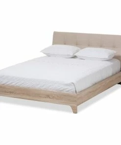 Best deal ✔️ Baxton Studio Adelia Queen Platform Bed In Light Beige And Natural 🧨